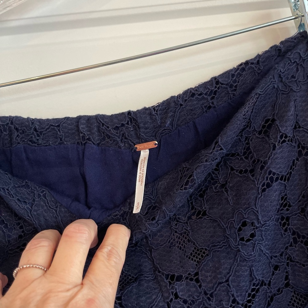 Free People Wild Laces Navy Blue Pants Size:Small Preloved  laced pants